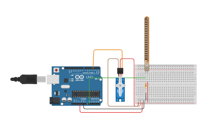 Circuit design Servo motor y flex sensor 3/12/2020 | Tinkercad