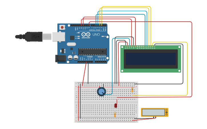 Circuit design LCD Reloj - Tinkercad