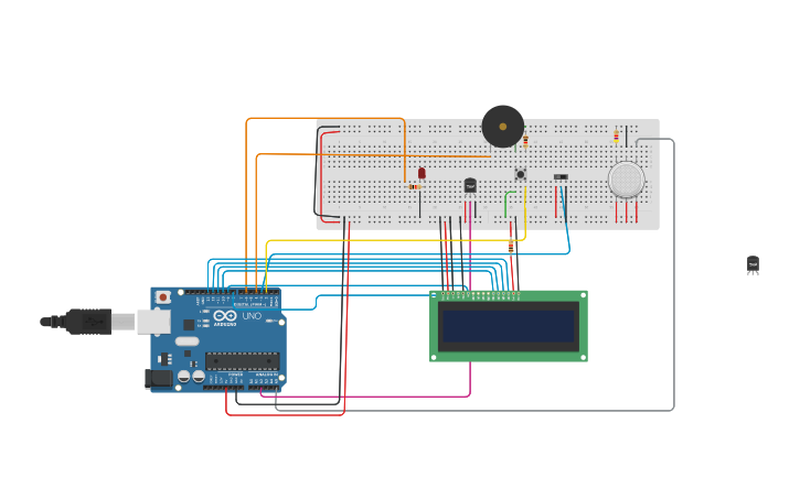 Circuit design alarma contra incendios arduino | Tinkercad