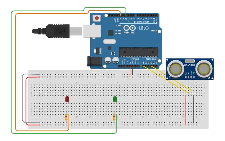 Circuit design HC-SRO4 - Tinkercad
