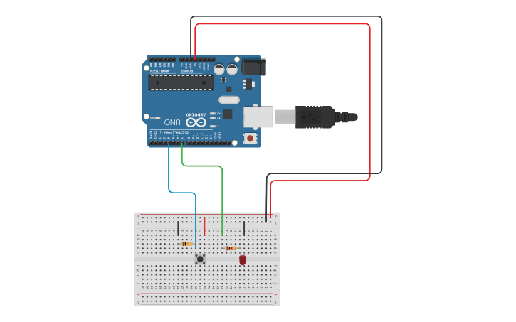 Circuit design Push Button Practice | Tinkercad