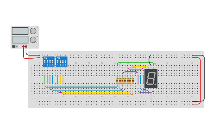 Circuit design 7 segment display 1 - Tinkercad