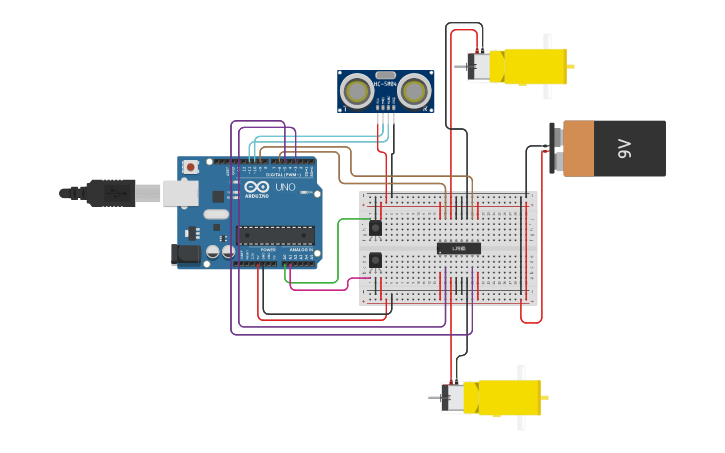 Circuit design Robot-Sumo Prototipo - Tinkercad