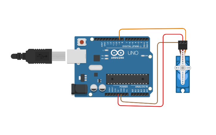 Circuit design rangkaian motor servo menggunakan arduino maruf - Tinkercad