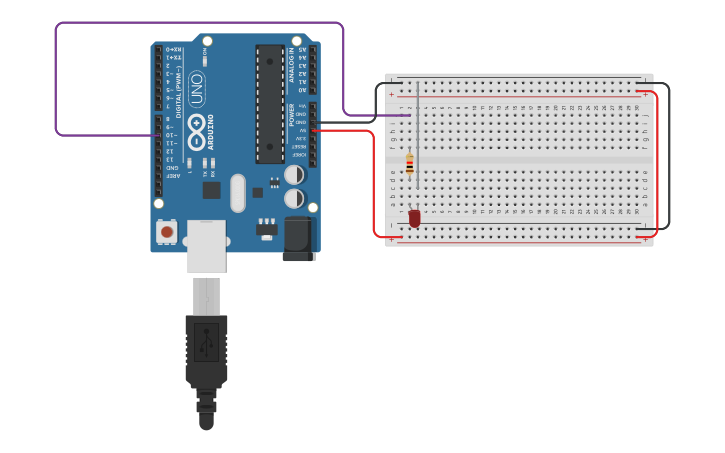 Circuit design practica 1 led | Tinkercad