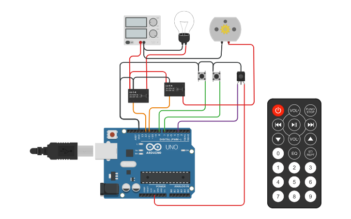 Circuit design Home Automation Using IR Remote - Tinkercad