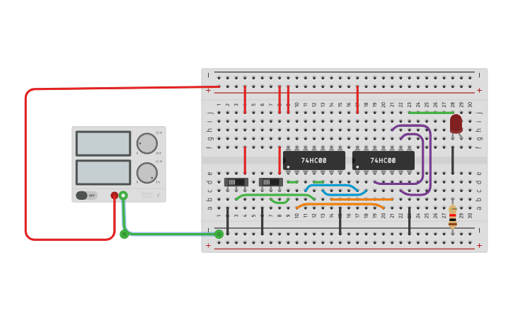 Circuit design XOR using NAND | Tinkercad