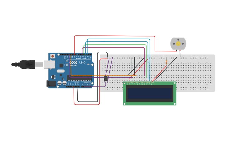 Circuit design temperature controlled dc motor fan - Tinkercad