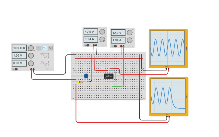 Circuit design Job 18_Unity gain low-pass active op-amp filter - Tinkercad