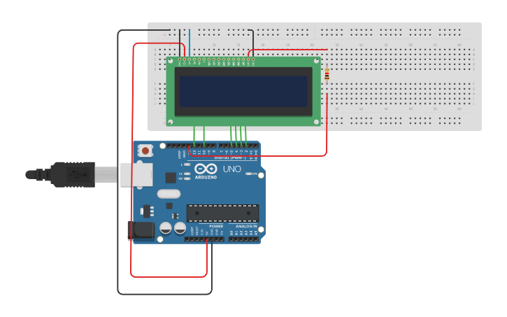 Circuit design LCD display - Tinkercad