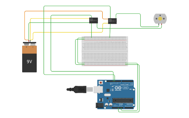 Circuit design DOBLE RELAY | Tinkercad