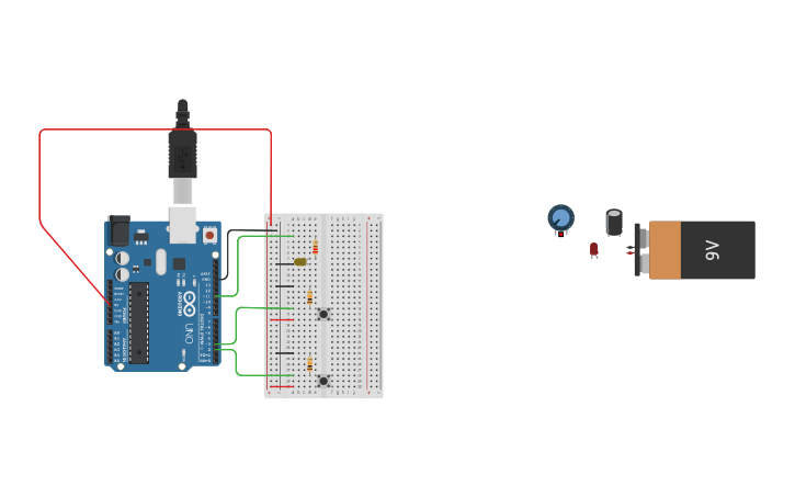 Circuit design Copy of Ejemplo 02 Interrupciones Arduino - Tinkercad