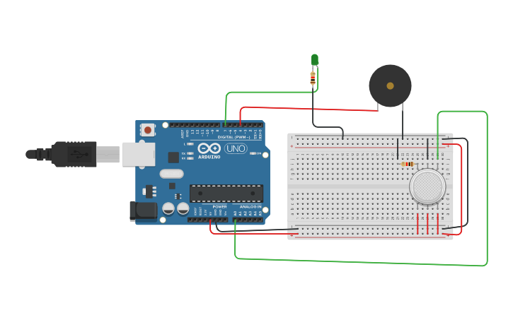 Circuit design Gas Sensor | Tinkercad