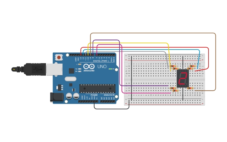 Circuit design 7 Segment Arduino - Tinkercad