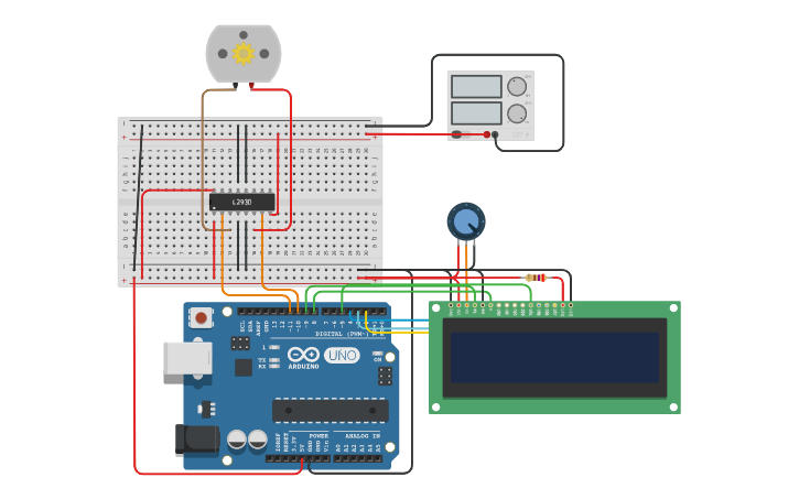 Circuit design Motor Ponte H L293D - monitor serial - Tinkercad