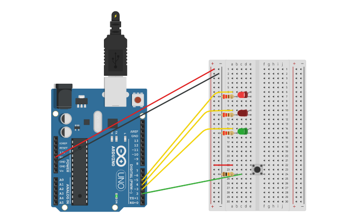 Circuit design Arduino leds - Tinkercad