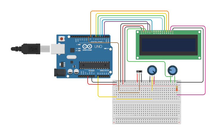 Circuit design Display LCD | Tinkercad