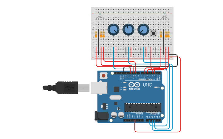 Circuit design TASK 1: RGB LED LABORATORY 2 - Tinkercad