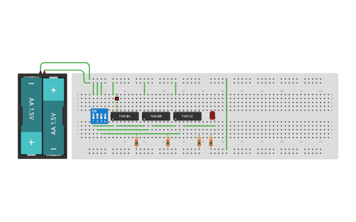 Circuit design Percobaan 3 Aktivitas A Modul 1 | Tinkercad