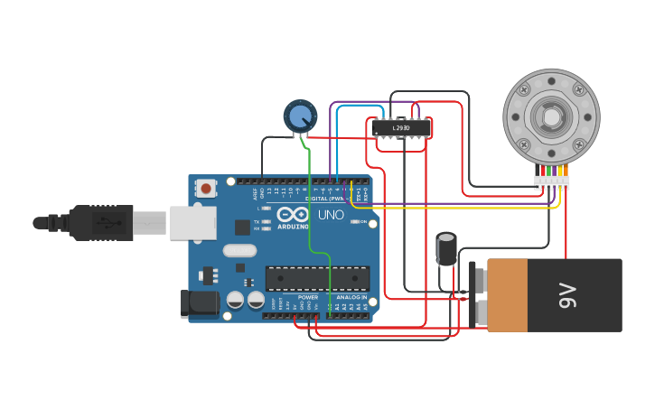 Circuit design Arduino Kontrol Motor DC L293D anakkendali.com - Tinkercad