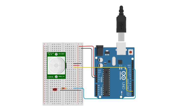Circuit design Lab 13 - PIR Motion Sensor | Tinkercad