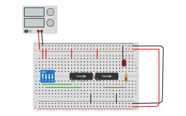 Circuit design XOR USING NAND GATE | Tinkercad