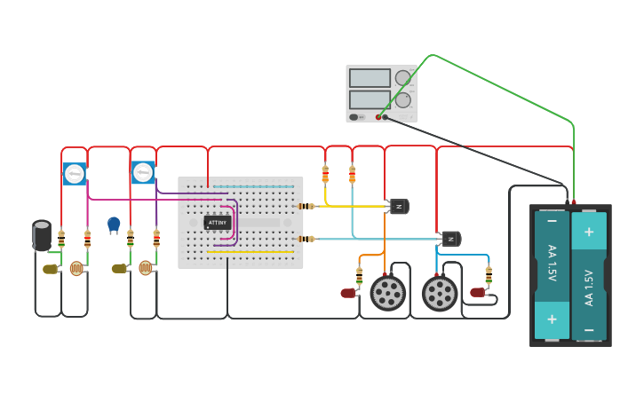 Circuit design ATtiny Line-Following Robot Circuit - Tinkercad