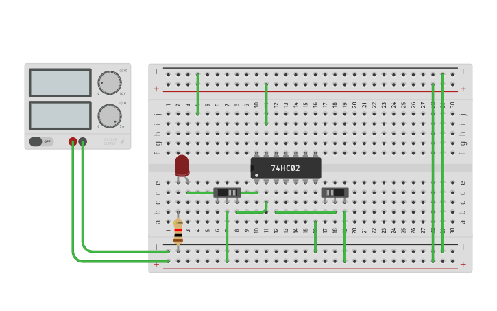Circuit design 7402 QUAD 2 INPUT NOR GATES | Tinkercad