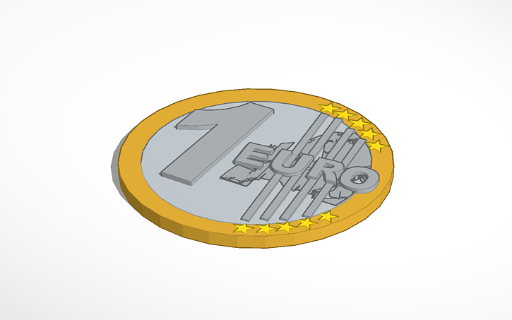 3D design 1 EURO munt - Tinkercad