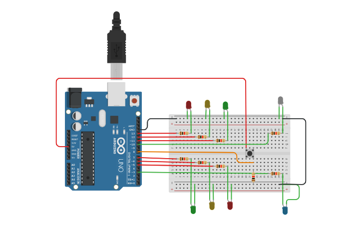 Circuit design SEMAFARO COM BOTAO - Tinkercad