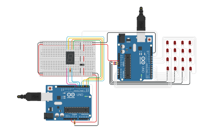 Circuit design 7 - Segments and LED MATRIX | Tinkercad