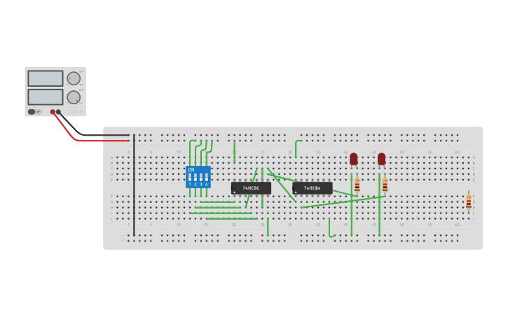 Circuit design 4 bit odd and even parity ckt - Tinkercad