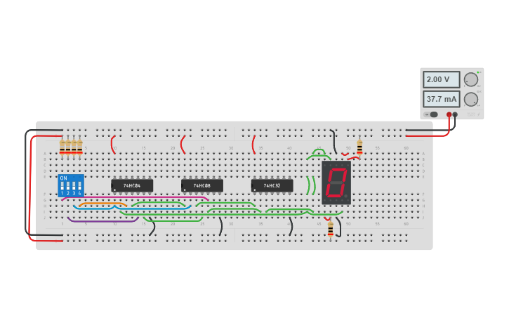 Circuit design 7 segment 28 | Tinkercad
