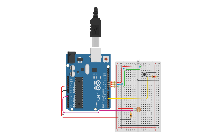 Circuit design Analog Processing in Arduino | Tinkercad