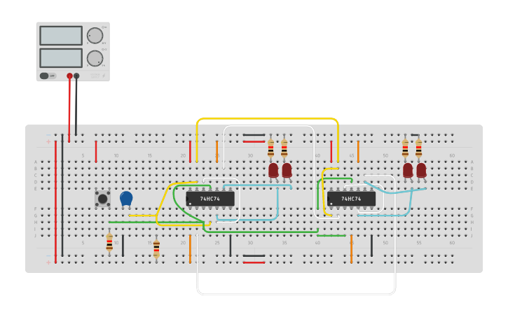 Circuit design 18)Controle de LEDS com shift register | Tinkercad