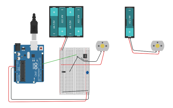 Circuit design Single Direction DC Motor Experiment - Tinkercad