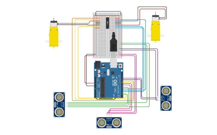 Circuit design robot laberinto - Tinkercad