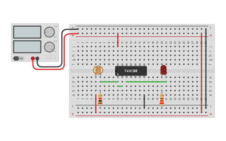 Circuit design Darkness Detector - Tinkercad