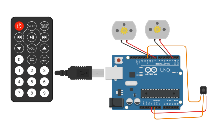 Circuit design remote control car - Tinkercad