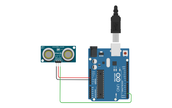 Circuit design Capteur ultra son - Tinkercad