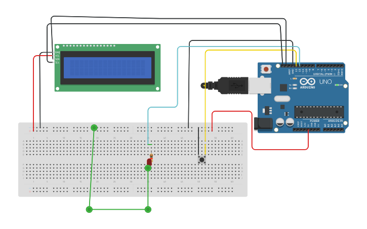 Circuit design Copy of Push button i2c lcd - Tinkercad