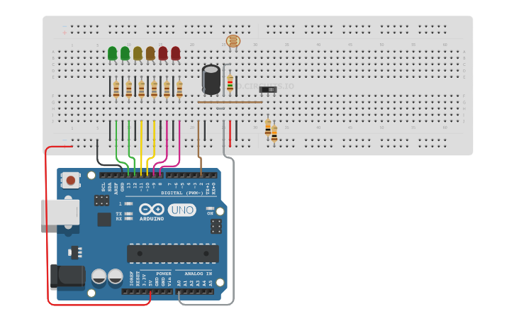 Ldr Reverse Led Circuit design LDR reverse | Tinkercad