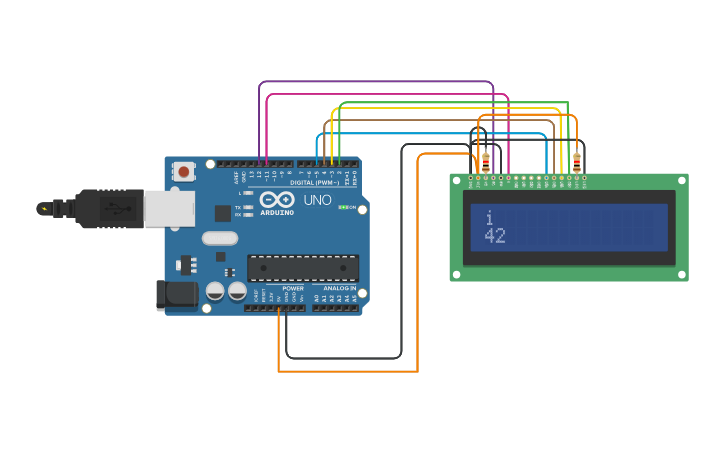 Circuit design LCD interface - Tinkercad