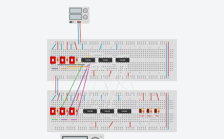 Circuit design Comparador de 3 bits - Tinkercad
