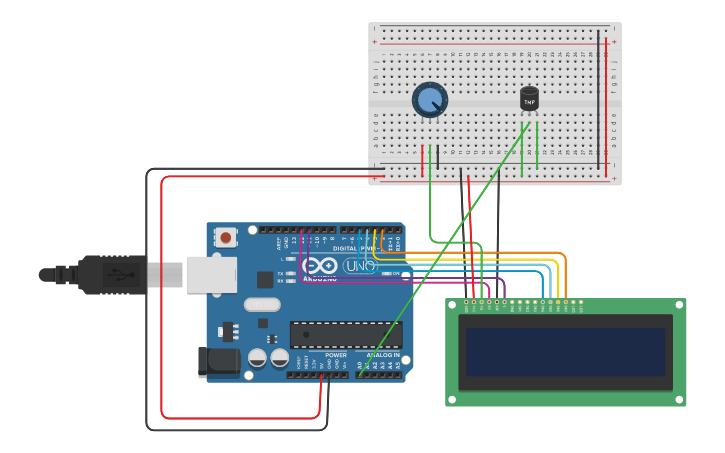 Circuit design TEMPERATURE - Tinkercad