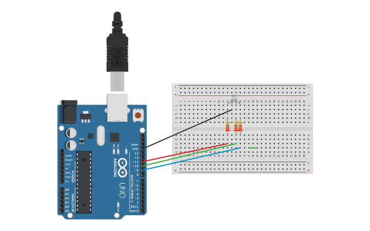 Circuit design RGB LED | Tinkercad