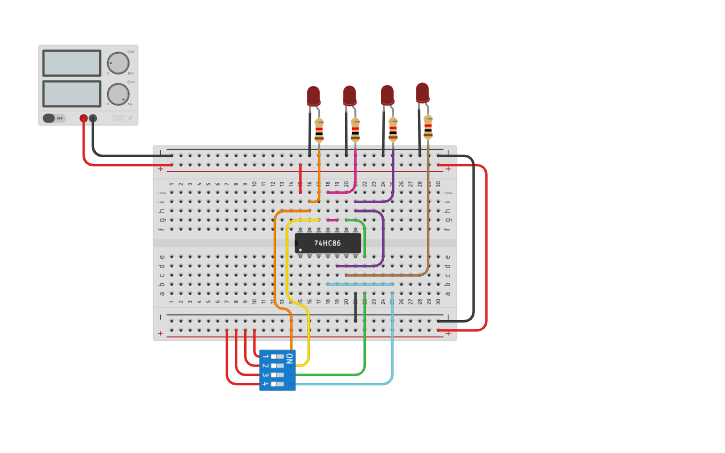 Circuit design Gray to Binary Code Convertor | Tinkercad