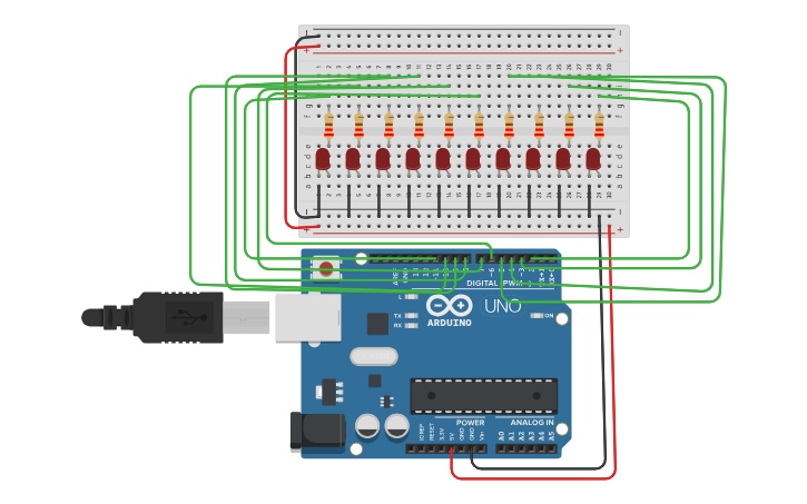 Circuit design Knight rider 2 - Tinkercad