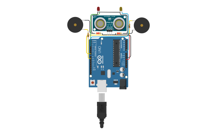 Circuit design Proximity sensor with sound effect. | Tinkercad