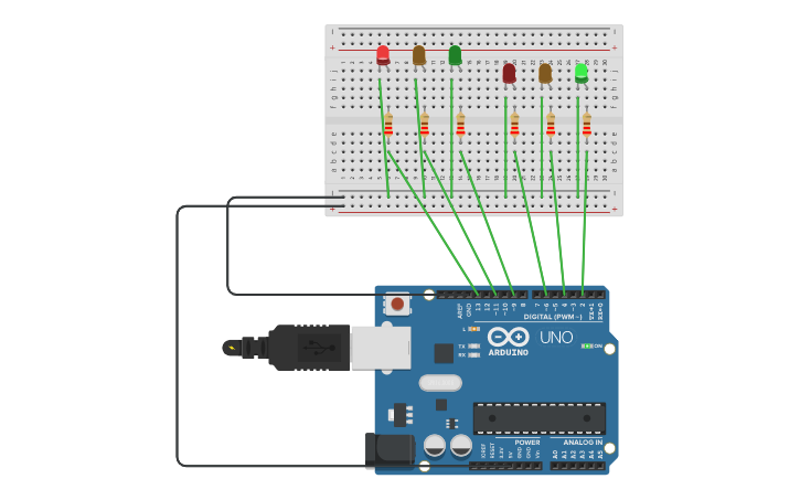 Circuit design 2 way traffic light | Tinkercad